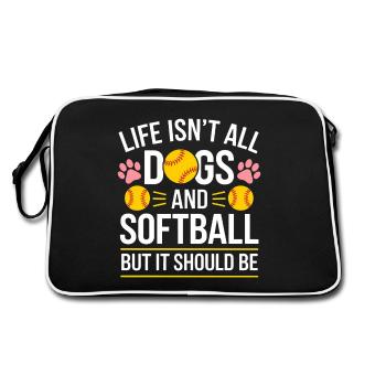 Softball Dire Chiens Drôle Softball Cadeau - Sac Retro - noir/blanc - Dos