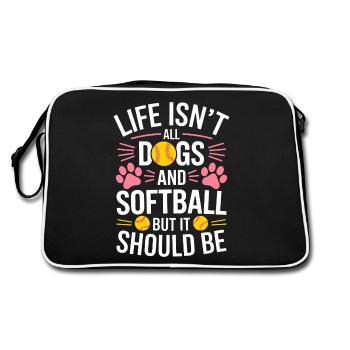 Softball Dire Chiens Drôle Softball Cadeau - Sac Retro - noir/blanc - Dos