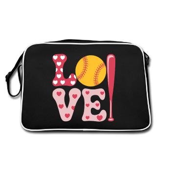Softball Joueur de Softball Cadeau de Softball Mignon - Sac Retro - noir/blanc - Dos