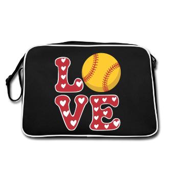 Softball Joueur de Softball Cadeau de Softball Mignon - Sac Retro - noir/blanc - Dos