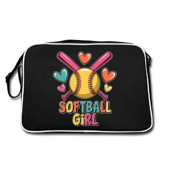 Softball Fille Fille Drôle Softball Cadeau - Sac Retro - noir/blanc - Dos