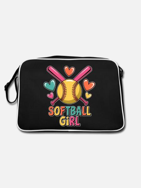 Softball Fille Fille Drôle Softball Cadeau - Sac Retro - noir/blanc - Dos