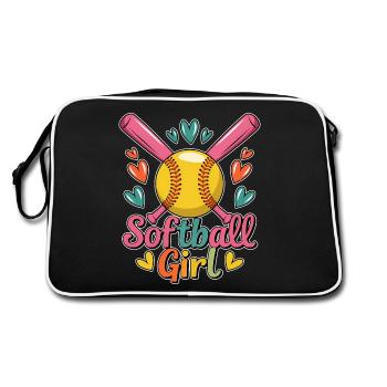 Softball Fille Fille Drôle Softball Cadeau - Sac Retro - noir/blanc - Dos