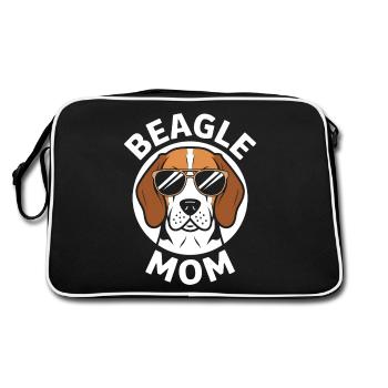 Beagle Mama Hund Mutter Lustiges Beagle Geschenk - Retro Tasche - Schwarz/Weiß - Hinten