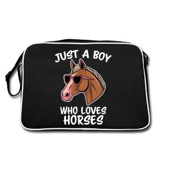 Pferde Spruch Reitsport Lustiges Pferde Geschenk - Retro Tasche - Schwarz/Weiß - Hinten