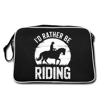 Pferde Spruch Reitsport Lustiges Pferde Geschenk - Retro Tasche - Schwarz/Weiß - Hinten
