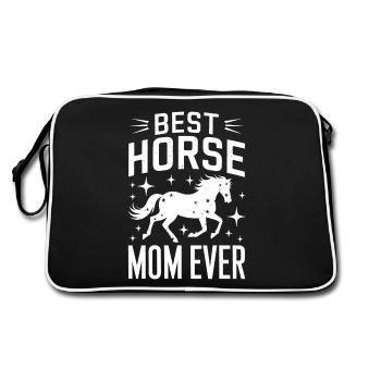Pferde Spruch Reitsport Lustiges Pferde Geschenk - Retro Tasche - Schwarz/Weiß - Hinten
