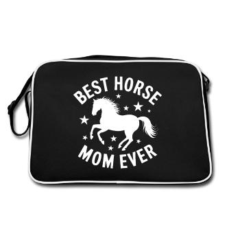 Pferde Spruch Reitsport Lustiges Pferde Geschenk - Retro Tasche - Schwarz/Weiß - Hinten