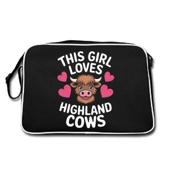 Highland Cow Highland Ecossais Highland Cattle Gift - Sac Retro - noir/blanc - Dos