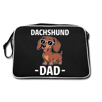 Dachshund Saying Dachshund Dad Funny Dachshund Gift - Retro Bag - black/white - Back