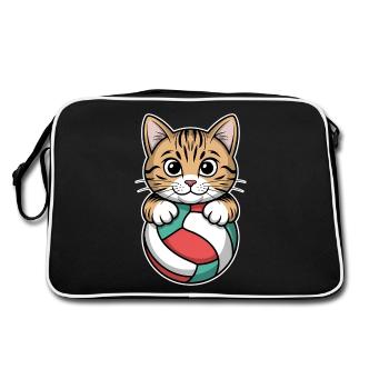 Chat de volley-ball drôle de cadeau de volley-ball - Sac Retro - noir/blanc - Dos