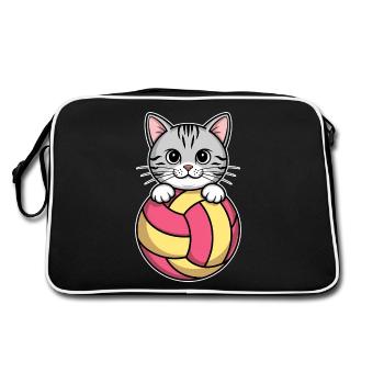 Chat de volley-ball drôle de cadeau de volley-ball - Sac Retro - noir/blanc - Dos
