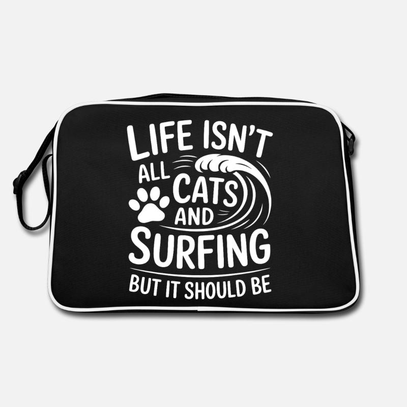 Surfing Spruch Katzen Lustiges Surfing Geschenk Retro Tasche