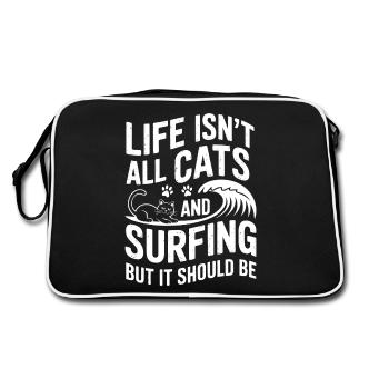 Surf Dire Chats Drôle Surf Cadeau - Sac Retro - noir/blanc - Dos