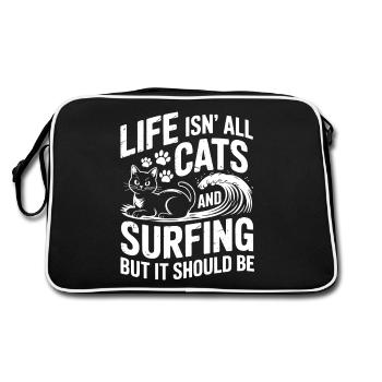 Surf Dire Chats Drôle Surf Cadeau - Sac Retro - noir/blanc - Dos