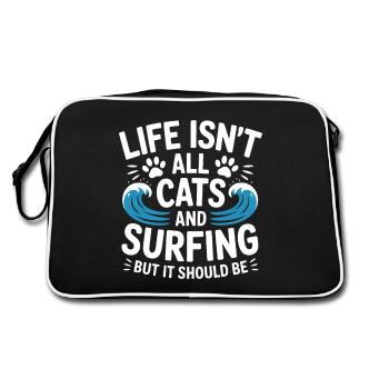 Surf Dire Chats Drôle Surf Cadeau - Sac Retro - noir/blanc - Dos