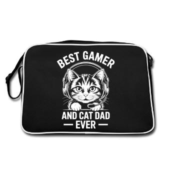 Gamer Saying Dad Cats Funny Gaming Gift - Retro Bag - black/white - Back