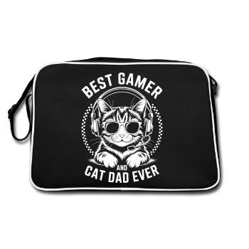 Gamer Saying Dad Cats Funny Gaming Gift - Retro Bag - black/white - Back