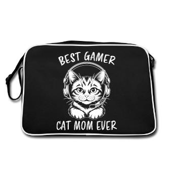 Gamer Saying Mom Cats Funny Gaming Gift - Retro Bag - black/white - Back