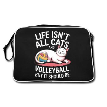 Chat de volley-ball drôle de cadeau de volley-ball - Sac Retro - noir/blanc - Dos