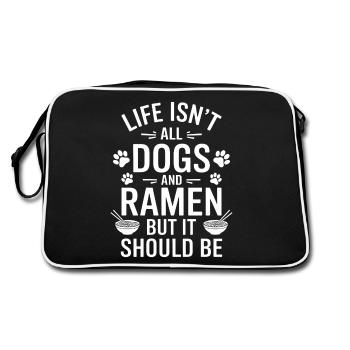 Ramen Dogs Anime Funny Kawaii Ramen Gift - Retro Bag - black/white - Back