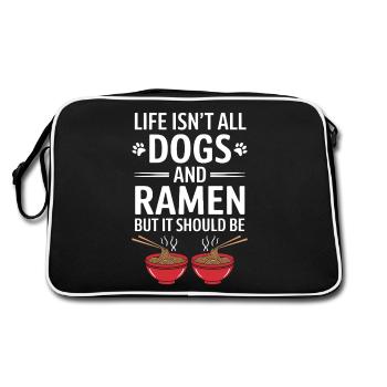 Ramen Dogs Anime Funny Kawaii Ramen Gift - Retro Bag - black/white - Back