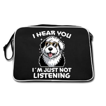 Vieux chien de berger anglais disant blague chien de berger cadeau - Sac Retro - noir/blanc - Dos