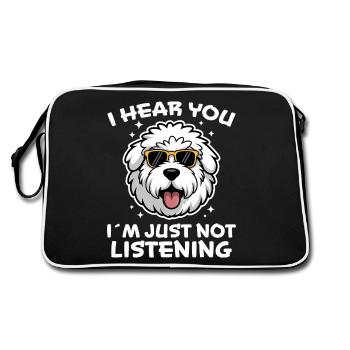 Vieux chien de berger anglais disant blague chien de berger cadeau - Sac Retro - noir/blanc - Dos