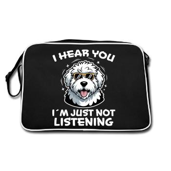 Vieux chien de berger anglais disant blague chien de berger cadeau - Sac Retro - noir/blanc - Dos