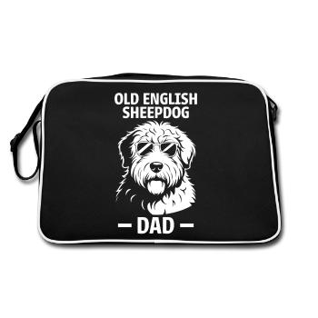 Vieux chien de berger anglais disant blague chien de berger cadeau - Sac Retro - noir/blanc - Dos