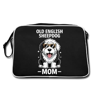 Vieux chien de berger anglais disant blague chien de berger cadeau - Sac Retro - noir/blanc - Dos