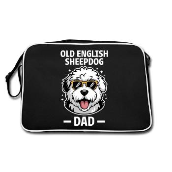 Vieux chien de berger anglais disant blague chien de berger cadeau - Sac Retro - noir/blanc - Dos