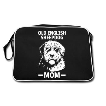 Vieux chien de berger anglais disant blague chien de berger cadeau - Sac Retro - noir/blanc - Dos