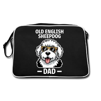 Vieux chien de berger anglais disant blague chien de berger cadeau - Sac Retro - noir/blanc - Dos