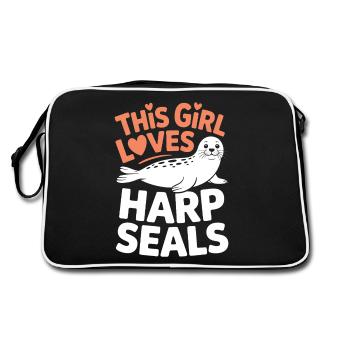 Robben Spruch Seehund Lustige Sattelrobbe Geschenk - Retro Tasche - Schwarz/Weiß - Hinten