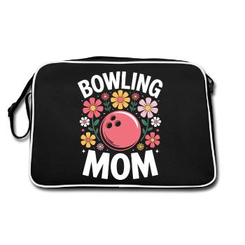 Bowling Spruch Mama Lustiges Bowling Geschenk - Retro Tasche - Schwarz/Weiß - Hinten
