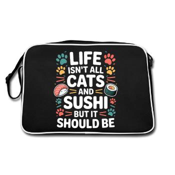 Sushi Cats Japan Funny Kawaii Sushi Gift - Retro Bag - black/white - Back