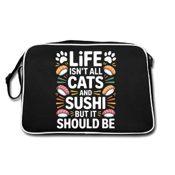Sushi Cats Japan Funny Kawaii Sushi Gift - Retro Bag - black/white - Back