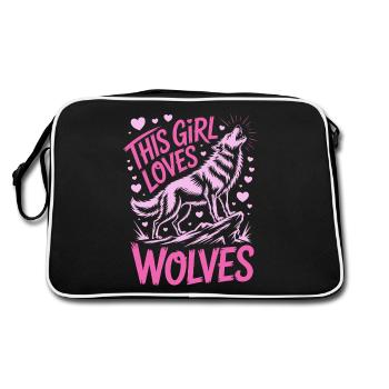Wolf Spruch Wölfe Sprüche Lustiges Wolf Geschenk - Retro Tasche - Schwarz/Weiß - Hinten