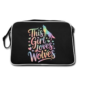 Wolf Spruch Wölfe Sprüche Lustiges Wolf Geschenk - Retro Tasche - Schwarz/Weiß - Hinten