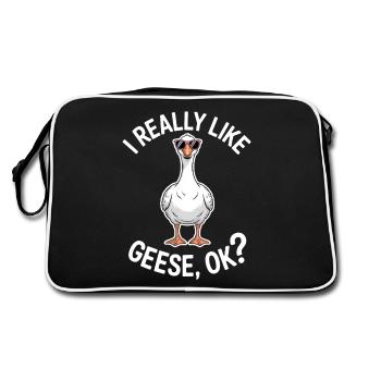 Gans Spruch Gänse Lustiges Gans Geschenk - Retro Tasche - Schwarz/Weiß - Hinten