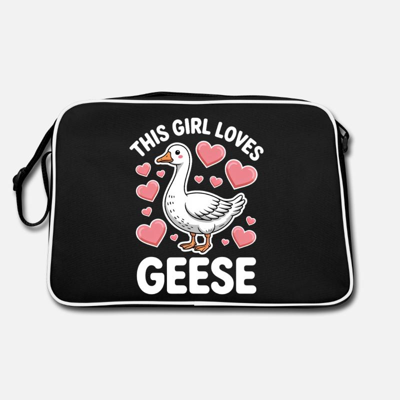 Gans Spruch Mädchen Gänse Lustiges Gans Geschenk - Retro Tasche - Schwarz/Weiß