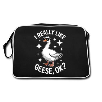 Gans Spruch Gänse Lustiges Gans Geschenk - Retro Tasche - Schwarz/Weiß - Hinten