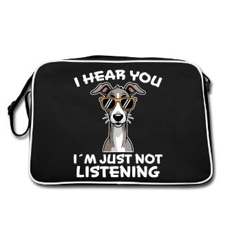 Greyhound Saying, Greyhound Joke, Greyhound Gift - Retro Bag - black/white - Back