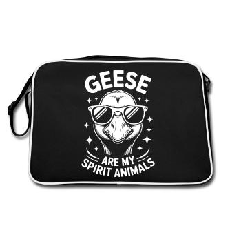Gans Spruch Gänse Lustiges Gans Geschenk - Retro Tasche - Schwarz/Weiß - Hinten
