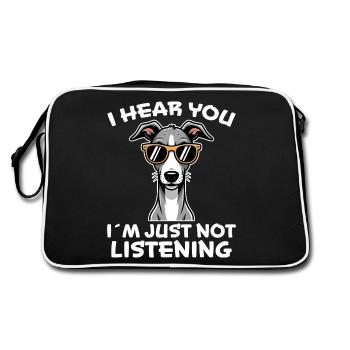 Greyhound Saying, Greyhound Joke, Greyhound Gift - Retro Bag - black/white - Back