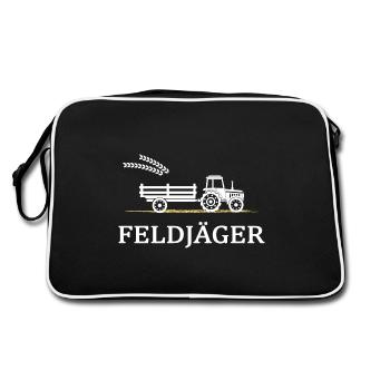Traktor Traktorfahrer Landwirt Acker Feld - Retro Tasche - Schwarz/Weiß - Hinten