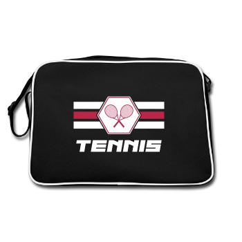 Tennis Matchball Tennisspieler Tennisverein - Retro Tasche - Schwarz/Weiß - Hinten