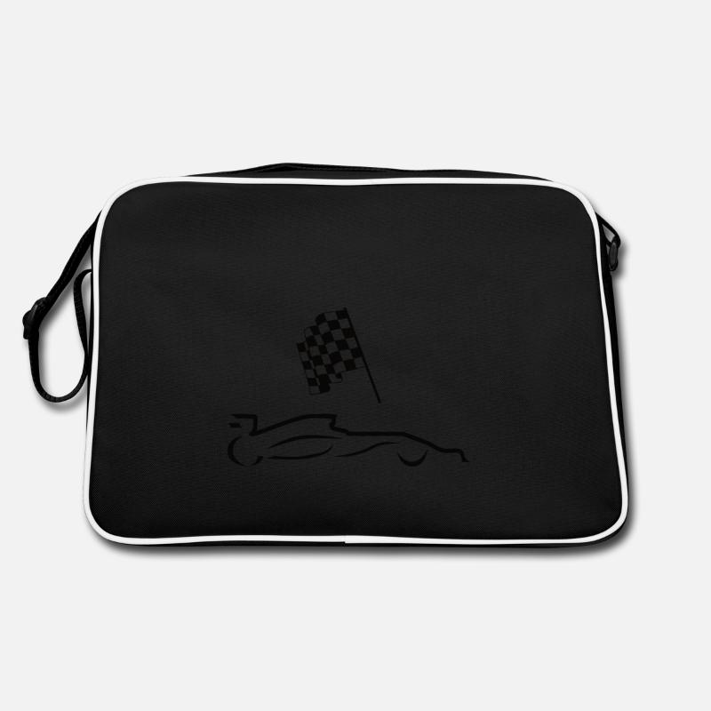 Voitures de course avec drapeaux silhouett Sac Retro