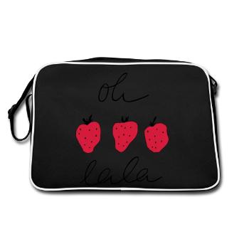 Erdbeere Oh lala freche Früchtchen - Retro Bag - black/white - Back